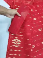 Red Half silk jamdani whit blouse - Image 2