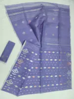 Lavender half silk jamdani whit blouse - Image 3