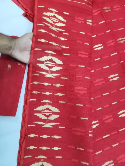 Red Half silk jamdani whit blouse