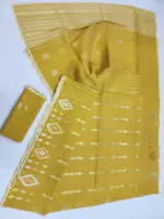 Mastered yellow half silk jamdani whit blouse - Image 3