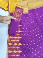 Purpul yellow half silk jamdani whit blouse - Image 2