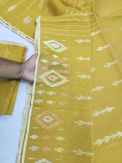 Mastered yellow half silk jamdani whit blouse
