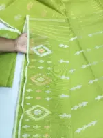 Lime Green Half silk jamdani whit blouse