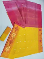 yello pink half silk jamsani whit blouse - Image 3