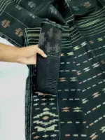 black 3 jori half silk jamdani whit blouse - Image 2