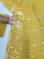 Mastered yellow 3 jori half silk jamdani whit blouse