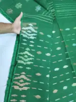 dark green 3 jori half silk jamdani whit blouse