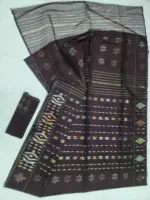 Dark coffee half silk jamdani whit blouse - Image 3