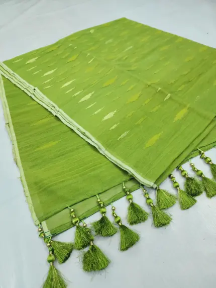 Lime Green Half silk jamdani