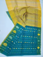 seagreen yello half silk jamdani whit blouse - Image 2