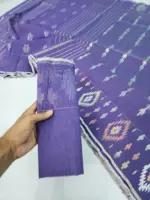 Lavender 3 jori Macher kata half silk jamdani whit blouse - Image 2