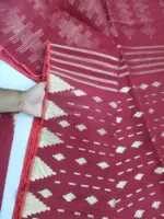 Maroon tampol half silk jamdani whit blouse
