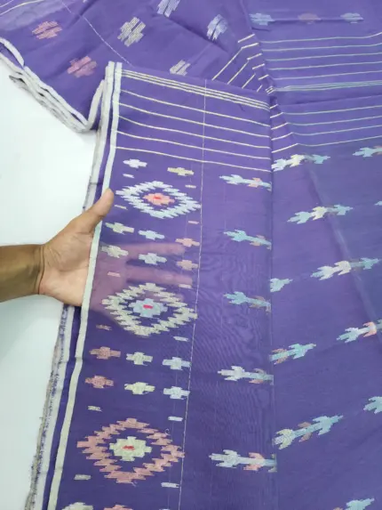 Lavender 3 jori Macher kata half silk jamdani whit blouse