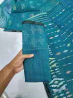 seagreen 3 jori half silk jamdani whit blouse - Image 2