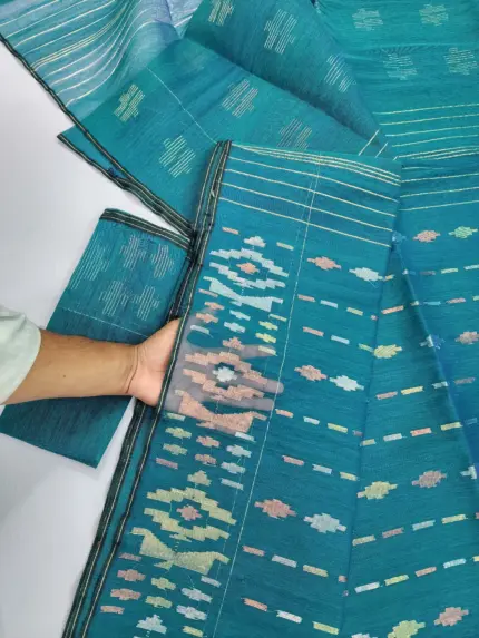 seagreen 3 jori half silk jamdani whit blouse