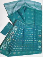 seagreen 3 jori half silk jamdani whit blouse - Image 3