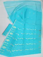 Sky blue half silk jamdani whit blouse - Image 3