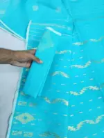 Sky blue half silk jamdani whit blouse - Image 2