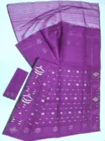 purpul ful-par half silk jamdani whit blouse - Image 3