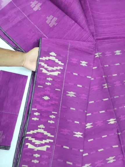 purpul ful-par half silk jamdani whit blouse