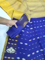 Blue yellow halfsilk jamdani whit blouse - Image 2