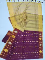 Maroon yellow half silk jamdani whit blouse - Image 3