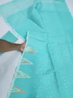 Lite sky blue half silk jamdani whit blouse