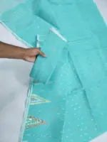 Lite sky blue half silk jamdani whit blouse - Image 2