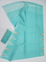 Lite sky blue half silk jamdani whit blouse - Image 3