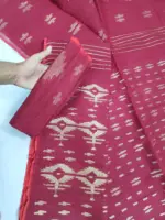 Maroon ful-par half silk jamdani whit blouse - Image 2