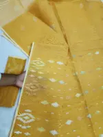 Mustared yellow 3 jori half silk jamdani whit blouse