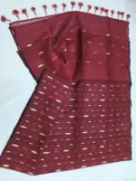 Dark Maroon half silk jamdani saee - Image 3