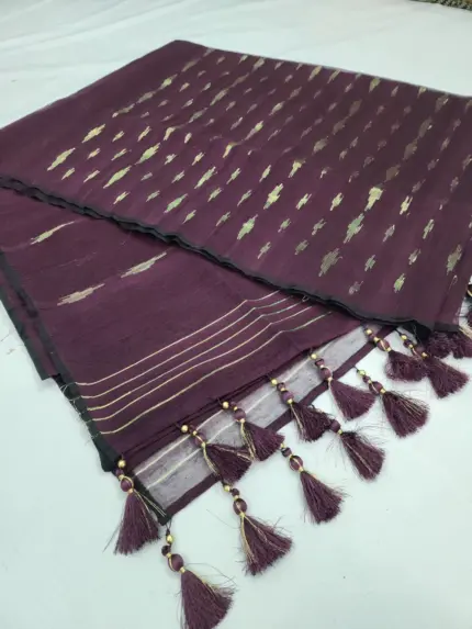 Dark Coffee Half silk jamdani
