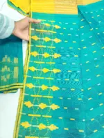 Seagreen yellow Half silk jamdani whit blouse