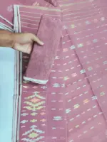 Dark Mof pink half jamdani whit blouse - Image 2