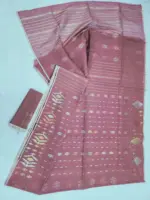 Dark Mof pink half jamdani whit blouse - Image 3